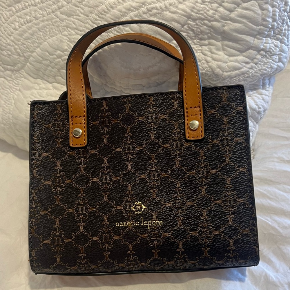 Nanette Lepore Adjustable Strap Brown Black Crossbody Mini crossbody bag NEW